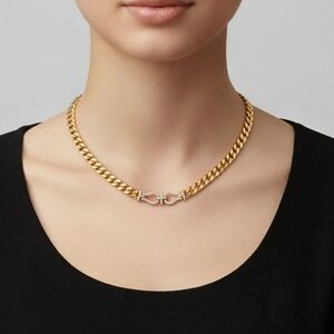 Rachel Glauber 14k Yellow Gold Plated Cuban Chain Door Knocker Necklace ($310)